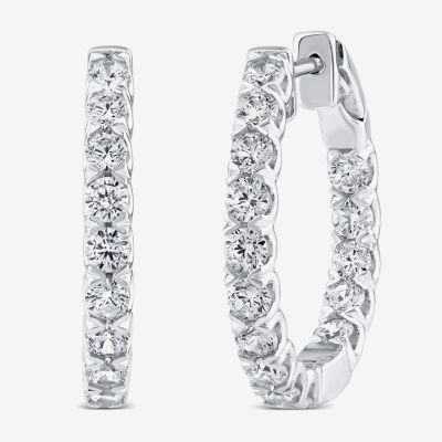 (Si2/ H) 2 CT. T.W. Lab Grown White Diamond 10K White Gold 22.5mm Hoop Earrings