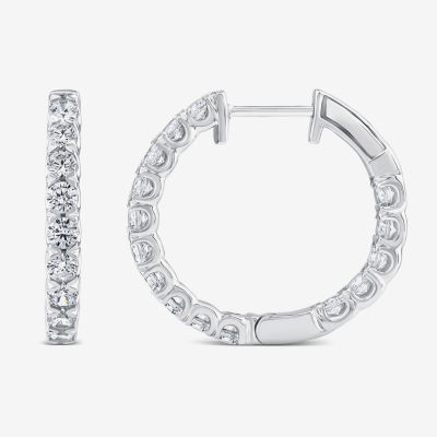 (Si2/ H) 2 CT. T.W. Lab Grown White Diamond 10K White Gold 22.5mm Hoop Earrings