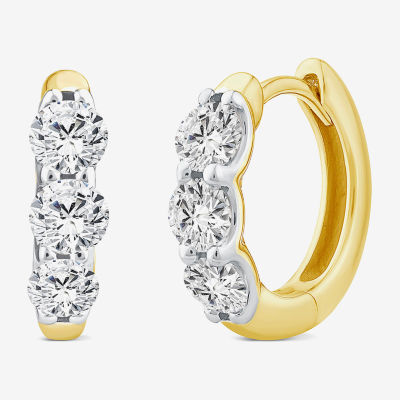 (Si2/ H) 1 CT. T.W. Lab Grown White Diamond 10K Gold 14mm Hoop Earrings