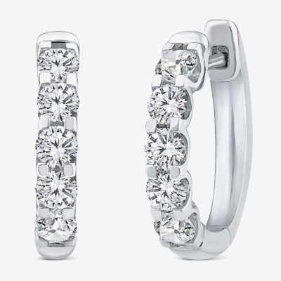 (Si2/ H) 1 CT. T.W. Lab Grown White Diamond 10K White Gold 16.2mm Hoop Earrings