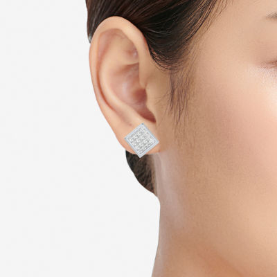 3/4 CT. T.W. Mined White Diamond 10K Gold 9.7mm Square Stud Earrings
