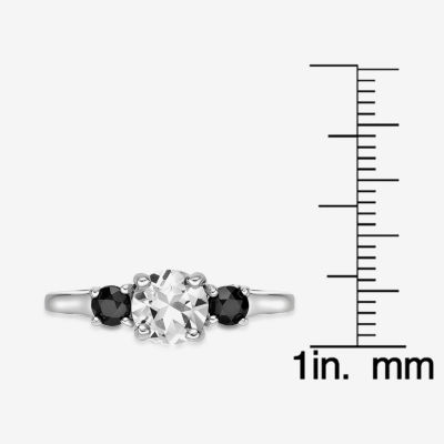 Womens Genuine White Topaz Sterling Silver 3-Stone Cocktail Ring