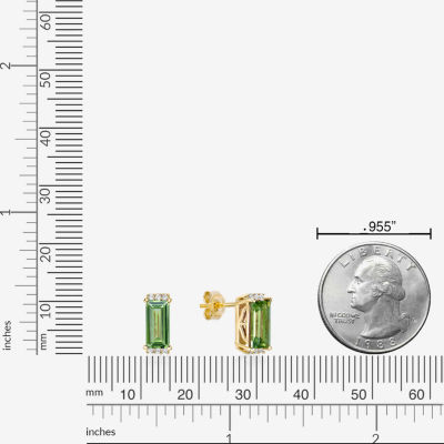 Genuine Semi Precious Stone Gold Over Silver 10mm Stud Earrings