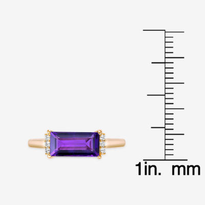 Womens Genuine Purple Amethyst 18K Gold Over Silver Cocktail Ring