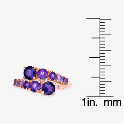 Womens Genuine Purple Amethyst 18K Rose Gold Over Silver Bypass  Cocktail Ring