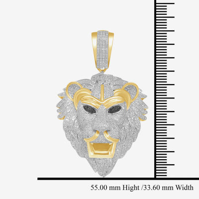 Lion Mens 1 5/8 CT. T.W. Natural White Diamond 14K Gold Over Silver Pendant