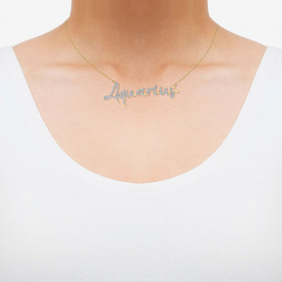 Aquarius Womens 1/3 CT. T.W. Natural White Diamond 14K Gold Over Silver Pendant Necklaces