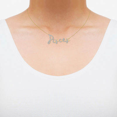 Pisces Womens 1/3 CT. T.W. Natural White Diamond 14K Gold Over Silver Pendant Necklaces