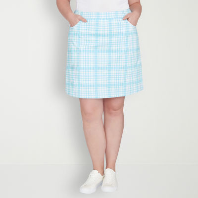 Hearts Of Palm Womens Mid Rise SkortPlus, Color Breeze Blue Multi