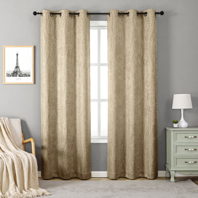 Regal Home Joelle Embossed Energy Saving Blackout Grommet Top Set of 2 Curtain Panel