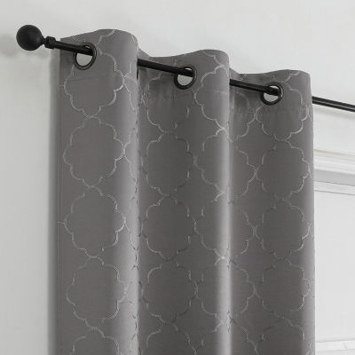Regal Home Liberty Embroidered Energy Saving Blackout Grommet Top Set of 2 Curtain Panel