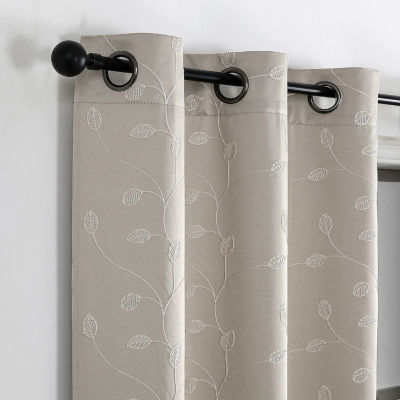 Regal Home Trenton Embroidered Grommet Top Energy Saving Blackout Set of 2 Curtain Panel