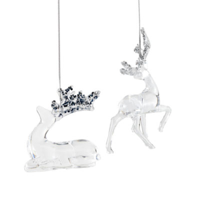 North Pole Trading Co. Clear Acrylic Reindeer Set 2-pc. Christmas Ornament