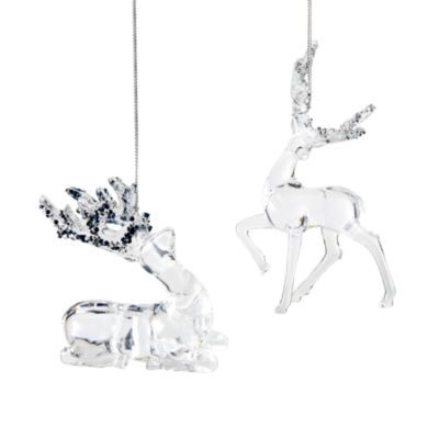 North Pole Trading Co. Clear Acrylic Reindeer Set 2-pc. Christmas Ornament