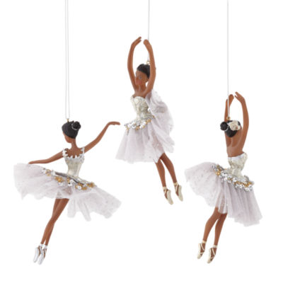 North Pole Trading Co. Ballerinia African American Set 3-pc. Christmas Ornament