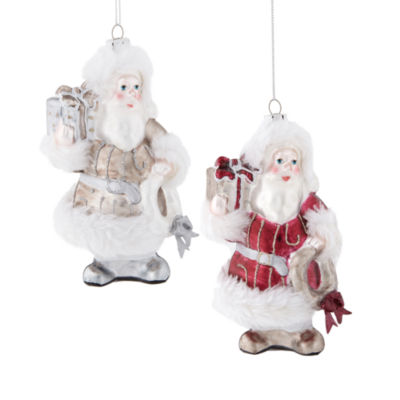 North Pole Trading Co. Glass Santa Set 2-pc. Christmas Ornament