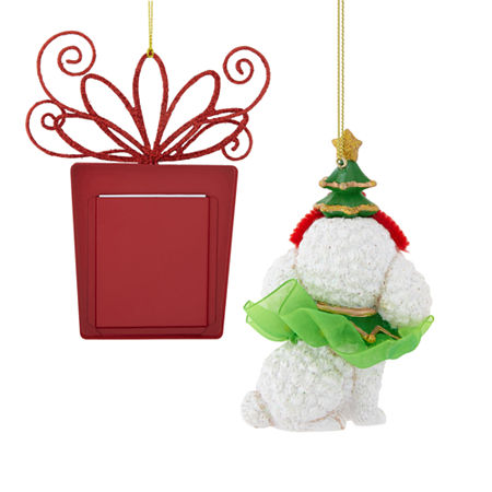 North Pole Trading Co. Poodle And Picture Frame Set 2-pc. Christmas Ornament, One Size, Red