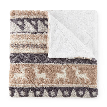 North Pole Trading Co. Mink To Sherpa Reversible Throw, One Size, Beige