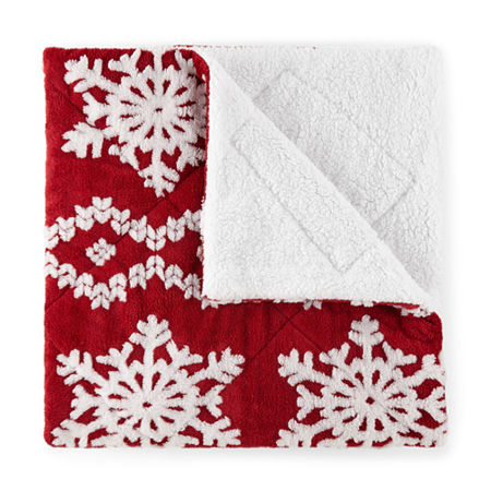 North Pole Trading Co. Mink To Sherpa Reversible Throw, One Size, Red