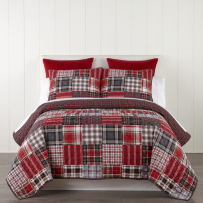 North Pole Trading Co. Holiday Patchwork Reversible 3-pc. Quilt Set