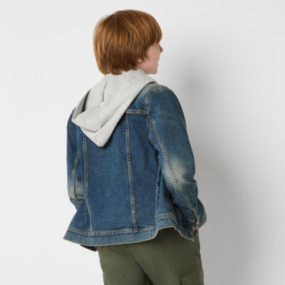 Thereabouts Little & Big Boys Denim Hooded Midweight Trucker Jacket