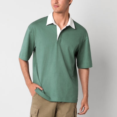 Arizona Mens Short Sleeve Rugby Polo, Color Silver Pine JCPenney