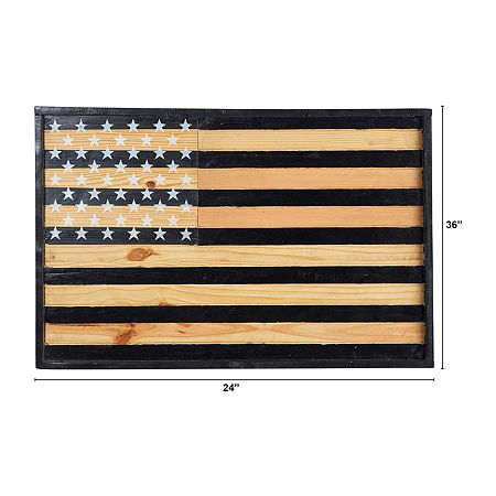 Nearly Natural 36in American Flag Americana Wood Wall Art, One Size, Black