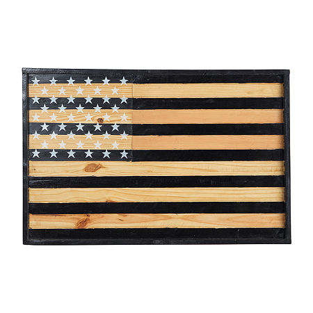 Nearly Natural 36in American Flag Americana Wood Wall Art, One Size, Black