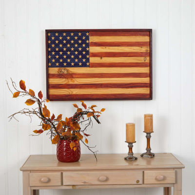 Nearly Natural 36in Patriotic Flag Americana Wood Wall Art