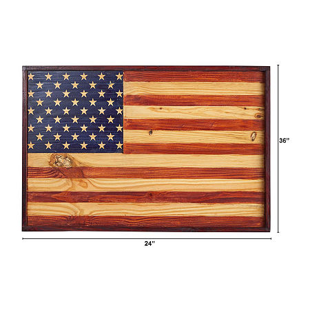 Nearly Natural 36in Patriotic Flag Americana Wood Wall Art, One Size, Red