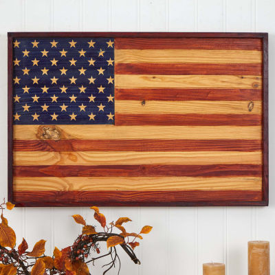 Nearly Natural 36in Patriotic Flag Americana Wood Wall Art