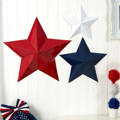 Nearly Natural Farmhouse Stars Americana Metal Wall Art