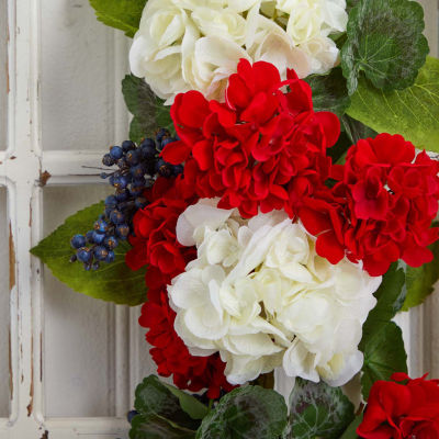 Nearly Natural 5in Geranium Blueberry Wreath