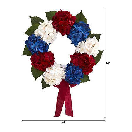 Nearly Natural 24in Hydrangea Wreath, One Size, Multiple Colors