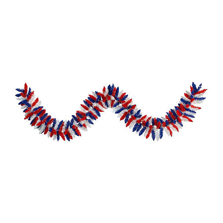 Nearly Natural American Flag Themed Christmas Garland, One Size, Multiple Colors