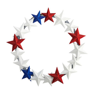 Nearly Natural 18in Red, White, And Blue Stars Wreath