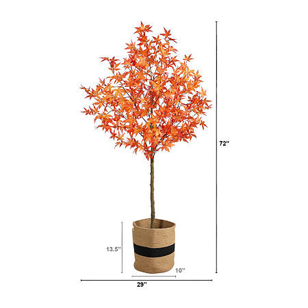 Nearly Natural 6ft Orange Maple Indoor Artificial Tree, One Size, Orange