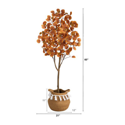 Nearly Natural 5ft Eucalyptus Orange Indoor Artificial Tree