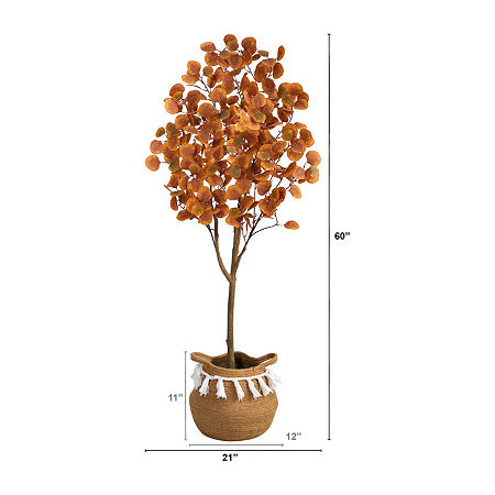 Nearly Natural 5ft Eucalyptus Orange Indoor Artificial Tree, One Size, Orange