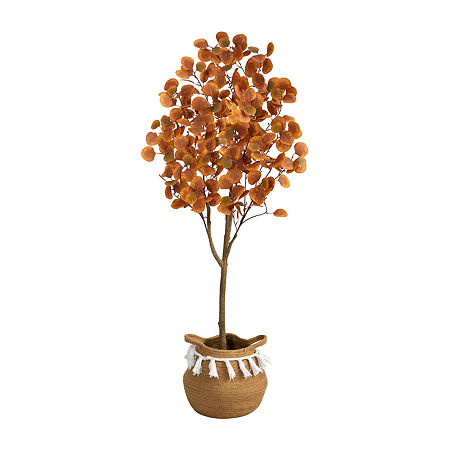 Nearly Natural 5ft Eucalyptus Orange Indoor Artificial Tree, One Size, Orange