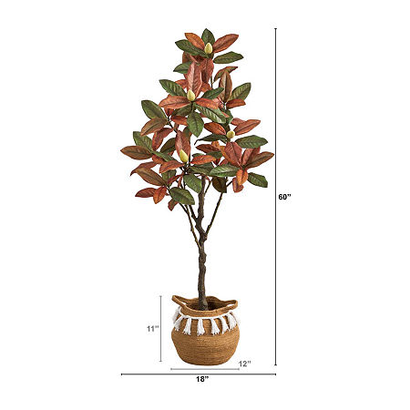 Nearly Natural 5ft Magnolia Brown Indoor Artificial Tree, One Size, Brown