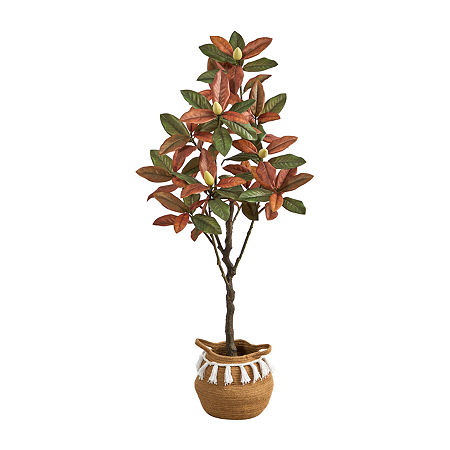 Nearly Natural 5ft Magnolia Brown Indoor Artificial Tree, One Size, Brown