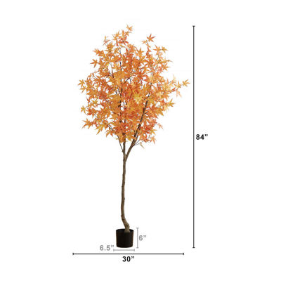 Nearly Natural 7ft Orange Autumn Maple Indoor Artificial Tree