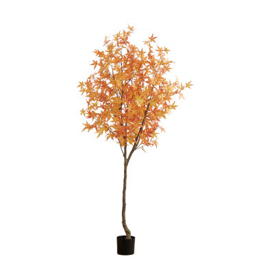 Nearly Natural 7ft Orange Autumn Maple Indoor Artificial Tree