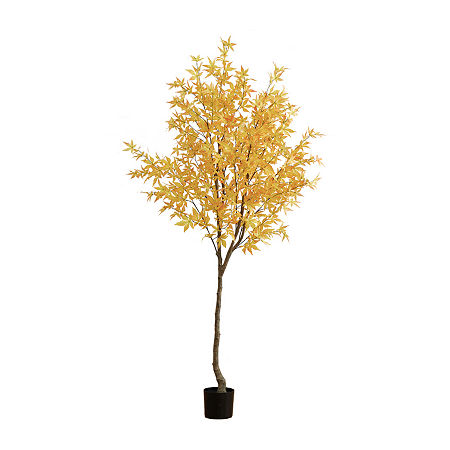 Nearly Natural 7ft Yellow Autumn Maple Indoor Artificial Tree, One Size, Yellow