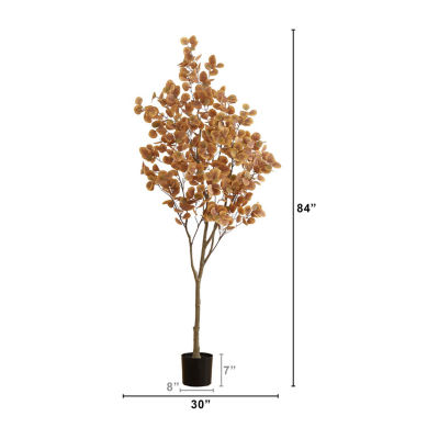 Nearly Natural 7ft Eucalyptus Orange Indoor Artificial Tree