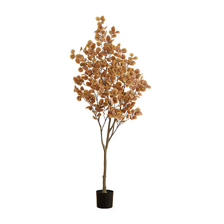 Nearly Natural 7ft Eucalyptus Orange Indoor Artificial Tree, One Size, Orange