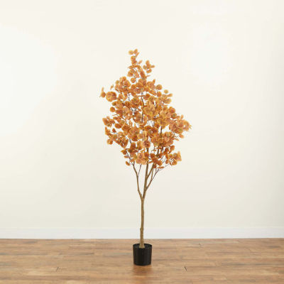 Nearly Natural 7ft Eucalyptus Orange Indoor Artificial Tree