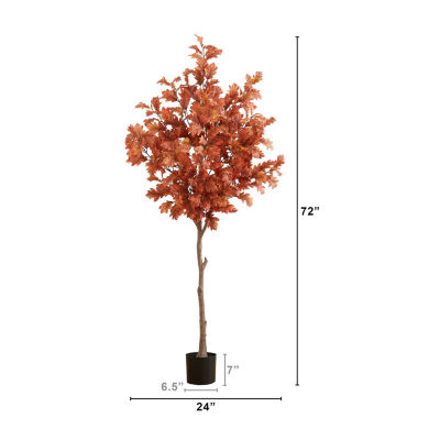 Nearly Natural 6ft Autumn Oak Indoor Artificial Tree