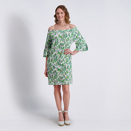 Stella Parker Womens 3/4 Sleeve Floral Blouson Dress